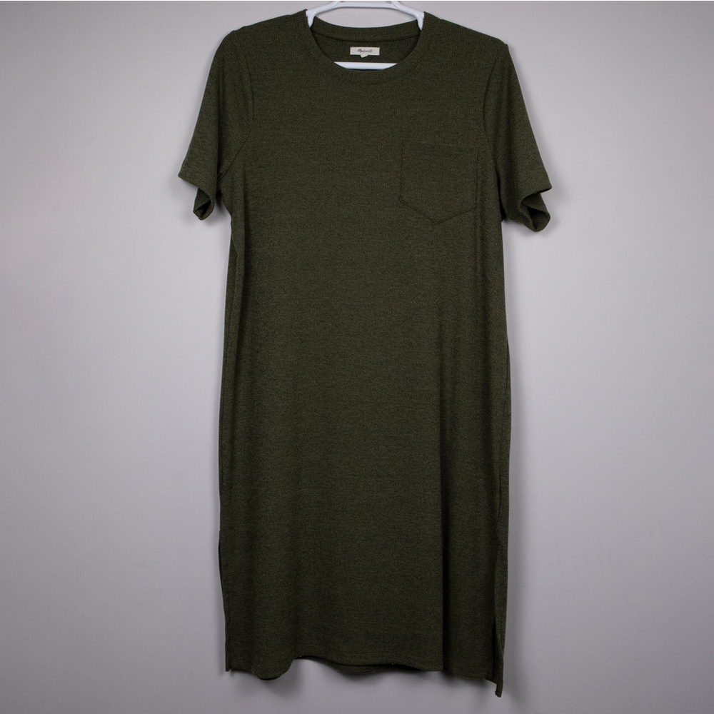 Madewell green ribbed pocket tee midi dress-XXL